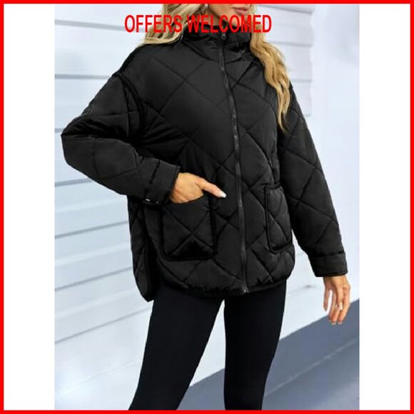 Quilted Puffer Jacket Hooded Long Sleeve Zip Up Winter Coat Lightweight - Picture 5 of 8